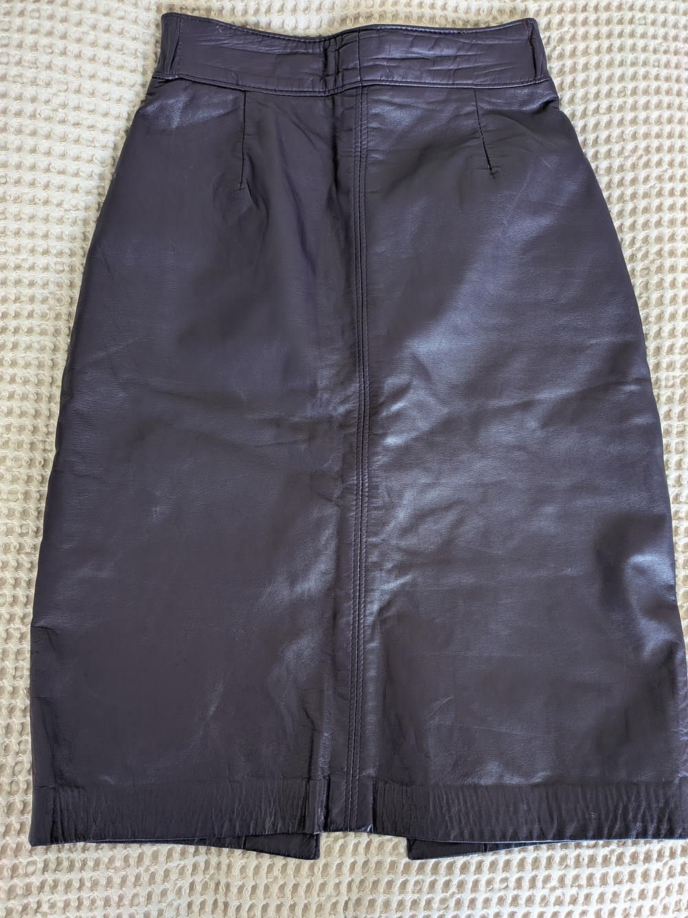 Vintage Purple Leather Pencil Skirt